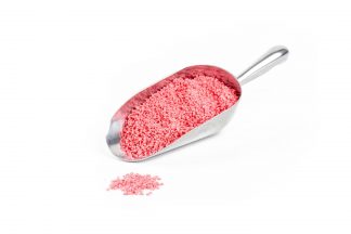 Raspberry Soft Crunch 1-2mm CB Coated in Stainless steel scoop