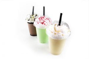 3 Types of Milkshakes with inclusions on whipped cream