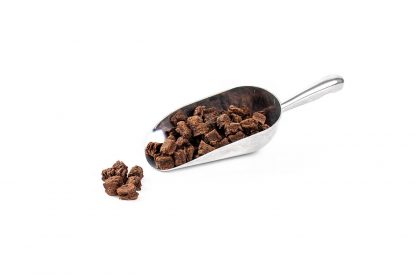 Stainless steel scoop with approx. 8mm brownie pieces
