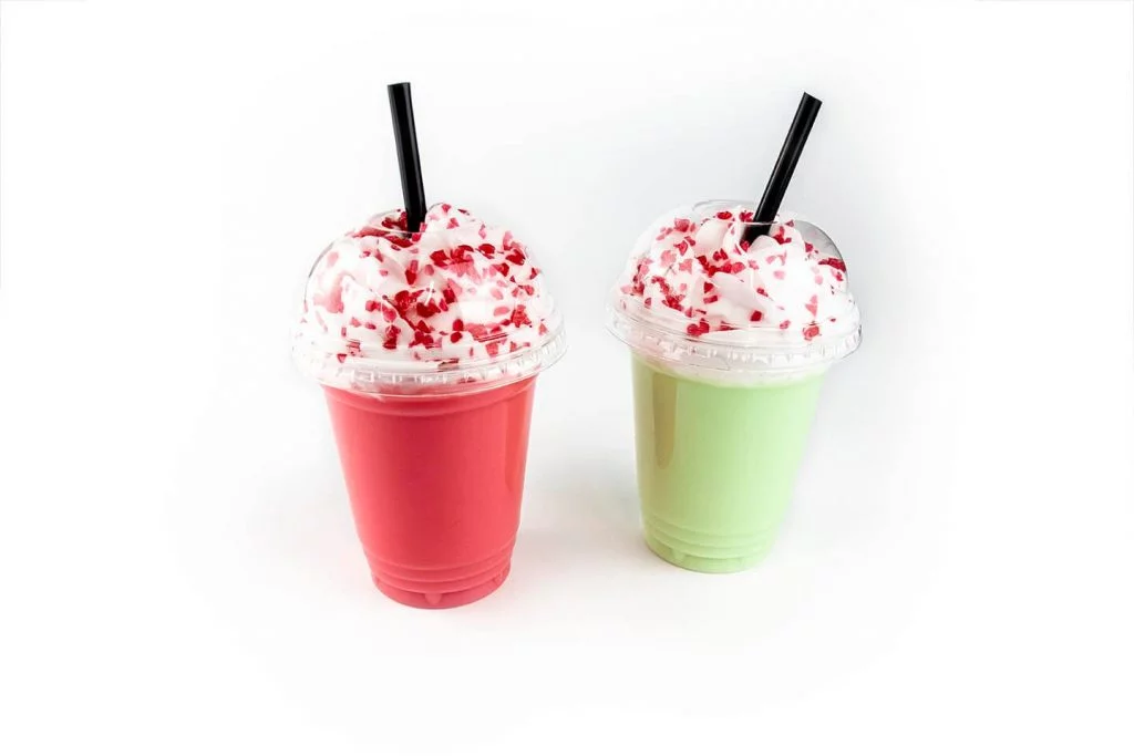 Cherry Chip on two different colours of milkshake - Contrast Example