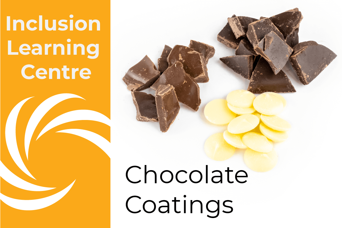 ILC Chocolate Coatings- Header image with piles of white, milk & dark chocolate on whilte background