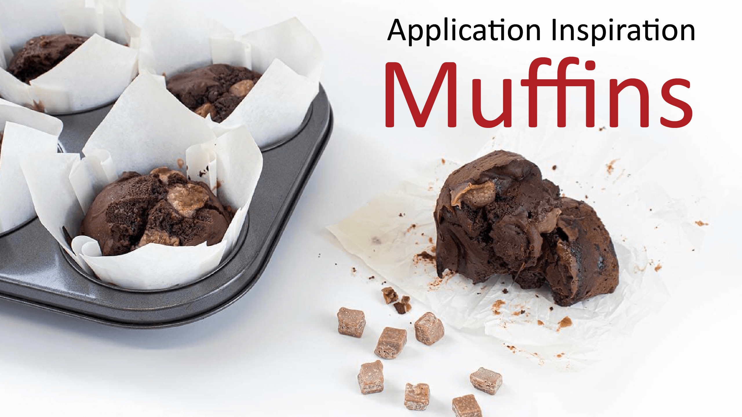 application inspiration - Muffins header image with salted caramel muffins and tray on white background and loose inclusions